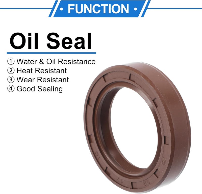 VekAuto Universal Oil Seal TC Double Lip W Steel Spring Seal Ring Rotary Shaft Seal 32x47x10mm High Pressure FKM Rubber Brown 2 Pcs - Image 3